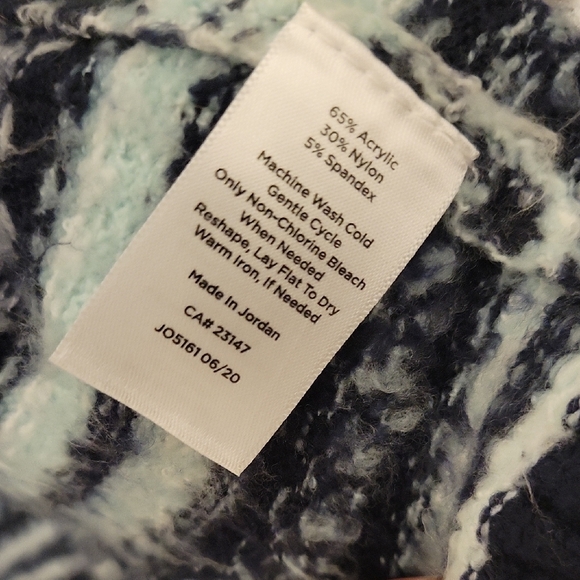 Talbots Plus Cardigan Open Front Stretch Navy Mint Teal White Fair Isle Print - Picture 6 of 12